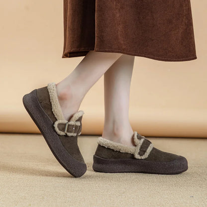 AIYUQI Women Sneakers Winter 2024 New Velvet Genuine Leather Beanie Shoes Women Flat Large Size Women Casual Shoes