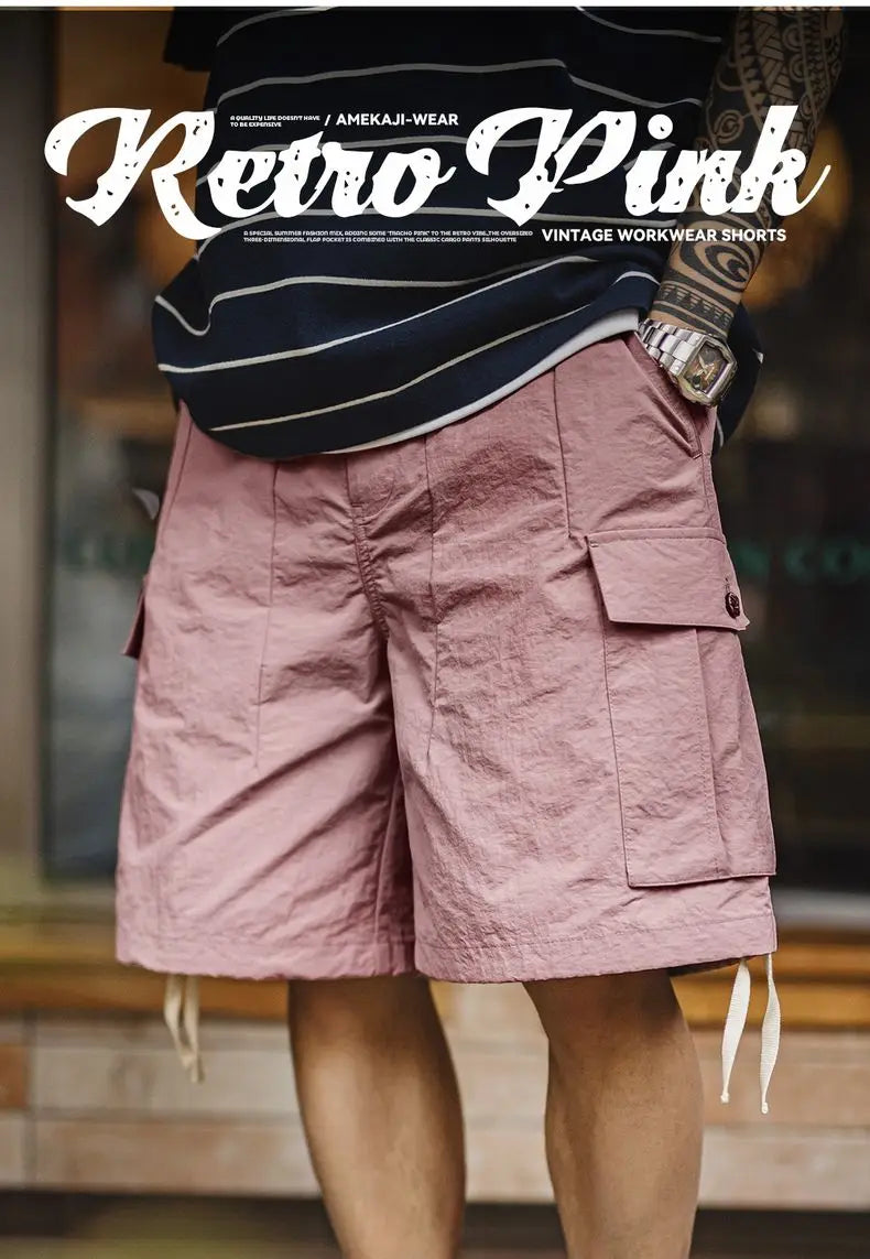 Herren Cargo-Shorts aus schnelltrocknendem Material mit elastischer Taille für den Sommer