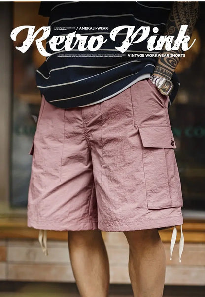 Herren Cargo-Shorts aus schnelltrocknendem Material mit elastischer Taille für den Sommer