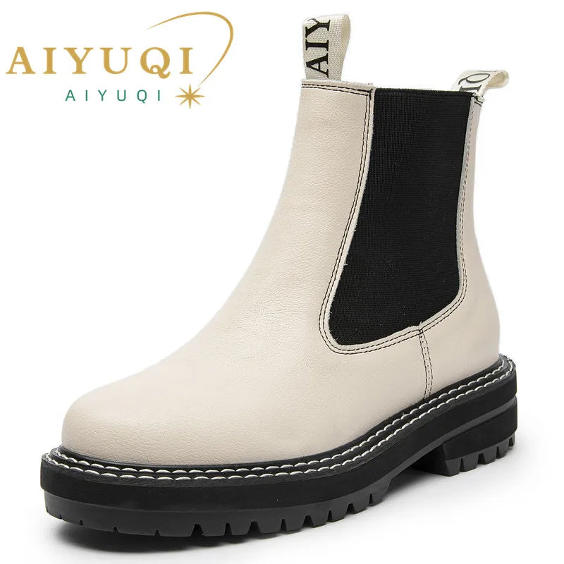 Women Winter Boots Sued Genuine Leather  New Fashion British Style Women Chelsea Boots Large Size 41　42　43 Female Ankle Boots