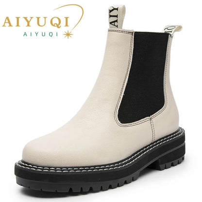 Women Winter Boots Sued Genuine Leather  New Fashion British Style Women Chelsea Boots Large Size 41　42　43 Female Ankle Boots