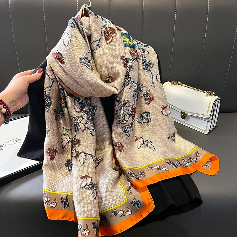 Damen Satin Seidenschal Hijab Sommer Sonnenschutz Strand Kopftuch Foulard