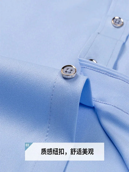 Kurzärmeliges Herrenhemd im koreanischen Stil mit modischem Print und Stickerei – ideal für den Sommer.