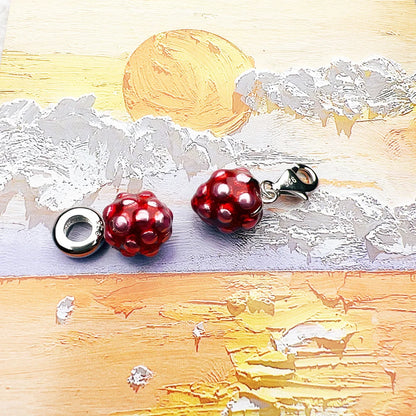 Damen-Charm-Anhänger rote Himbeere romantisch süß aus Sterlingsilber