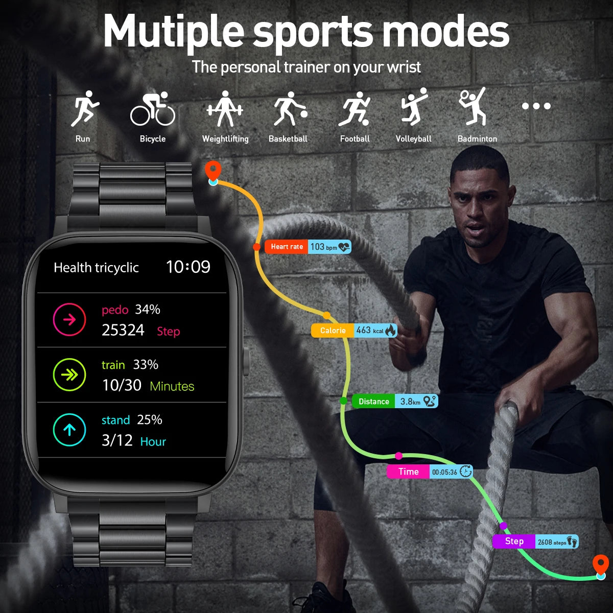 LIGE Modische Smartwatch für Damen, 1,85 Zoll HD-Bildschirm, individuelles Zifferblatt, Herren-Gesundheitsmonitor, Uhr, Bluetooth-Anruf, Sport-Smartwatches