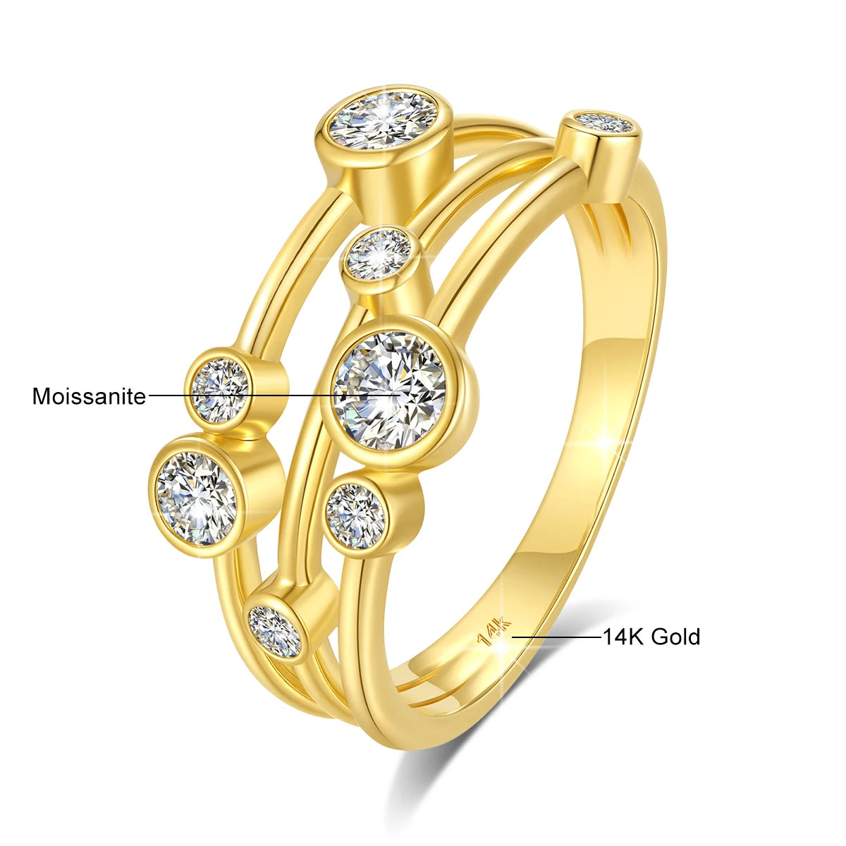 Damen-Verlobungsring aus 14K Gold mit Moissanit Elegantes Schmuckstück für Verlobung und Jubiläum