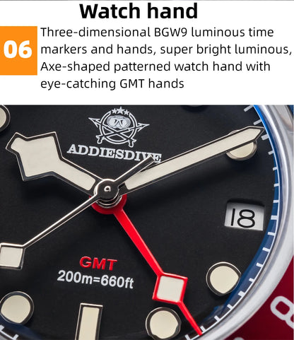 Herren-GMT-Quarzuhr mit Ronda-Werk und Bubble-Glas