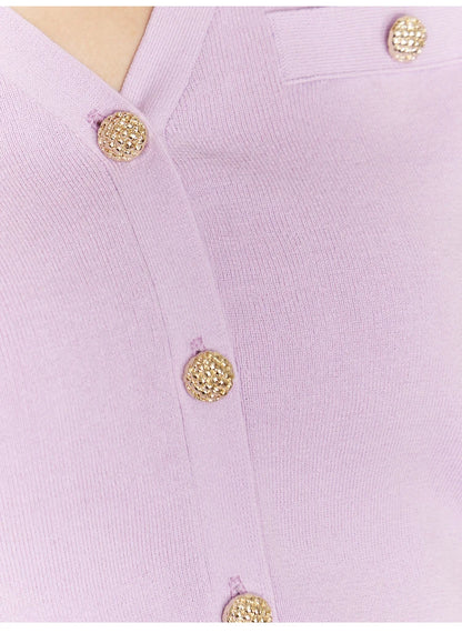 Damen-Strickjacke Baumwolle Slim Halbarm V-Ausschnitt Büro Frühling
