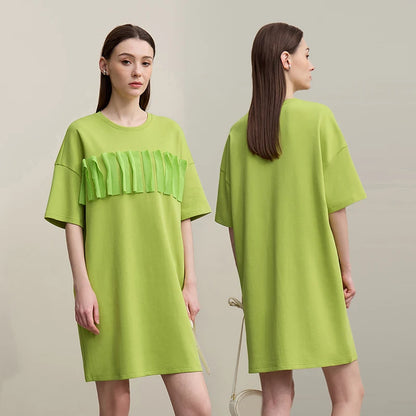 Trendiges Damenkleid Mit Farbblock Print Und Bequemer Weite