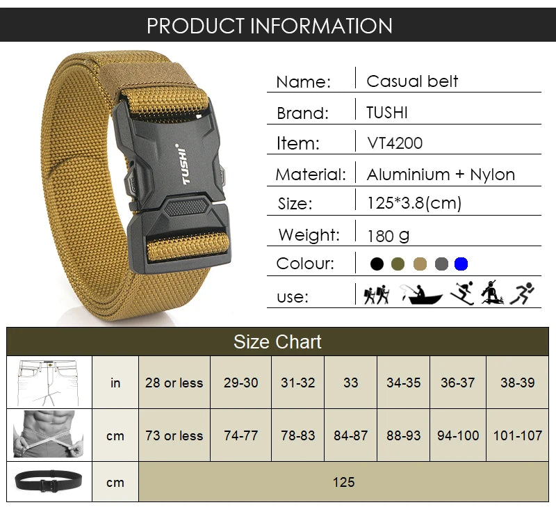 Herren-Gürtel aus Nylon für Outdoor-Einsätze mit robustem Design und Schnellverschluss