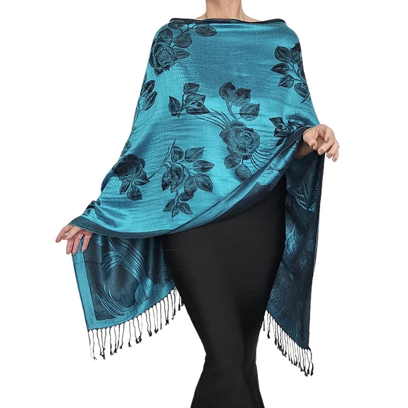 Damen Winterschal Kaschmir Plaid warm Pashmina Bandana Quaste B