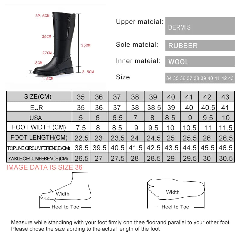 AIYUQI Women Long Boots Genuine Leather 2025 New Fashion Winter Warm Women's High Boots Large Size Non-Slip Women's Snow Boots