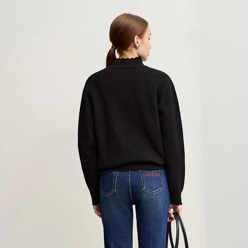 Damen-Rollkragenpullover Pendler-Eleganz locker vielseitig Winter