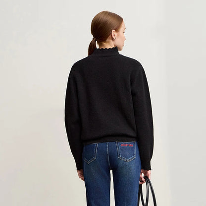 Damen-Rollkragenpullover Pendler-Eleganz locker vielseitig Winter
