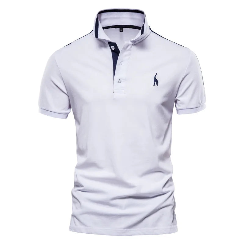 Premium Herren Polo Shirt Feuchteregulierend Mit Giraffenstickerei