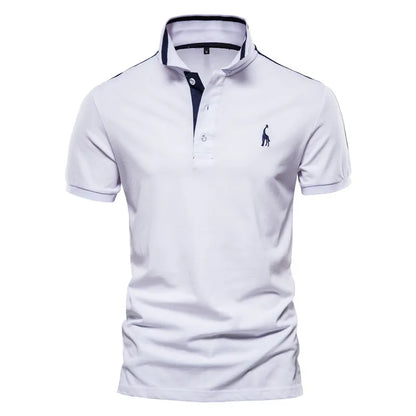 Premium Herren Polo Shirt Feuchteregulierend Mit Giraffenstickerei