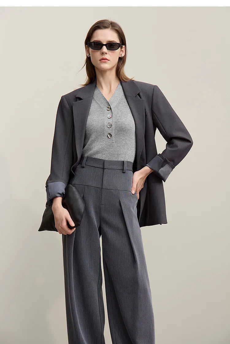 Damen V-Ausschnitt Pullover Wolle-Mix Halbarm Slim Frühling-Herbst