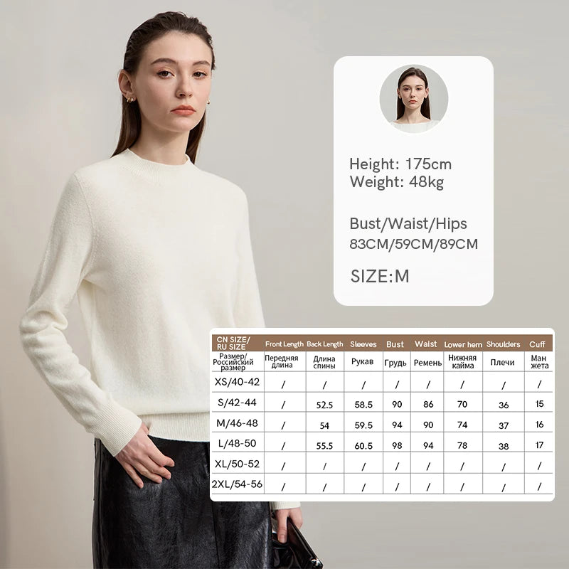 Damen-Rollkragenpullover Wolle-Kaschmir locker Herbst