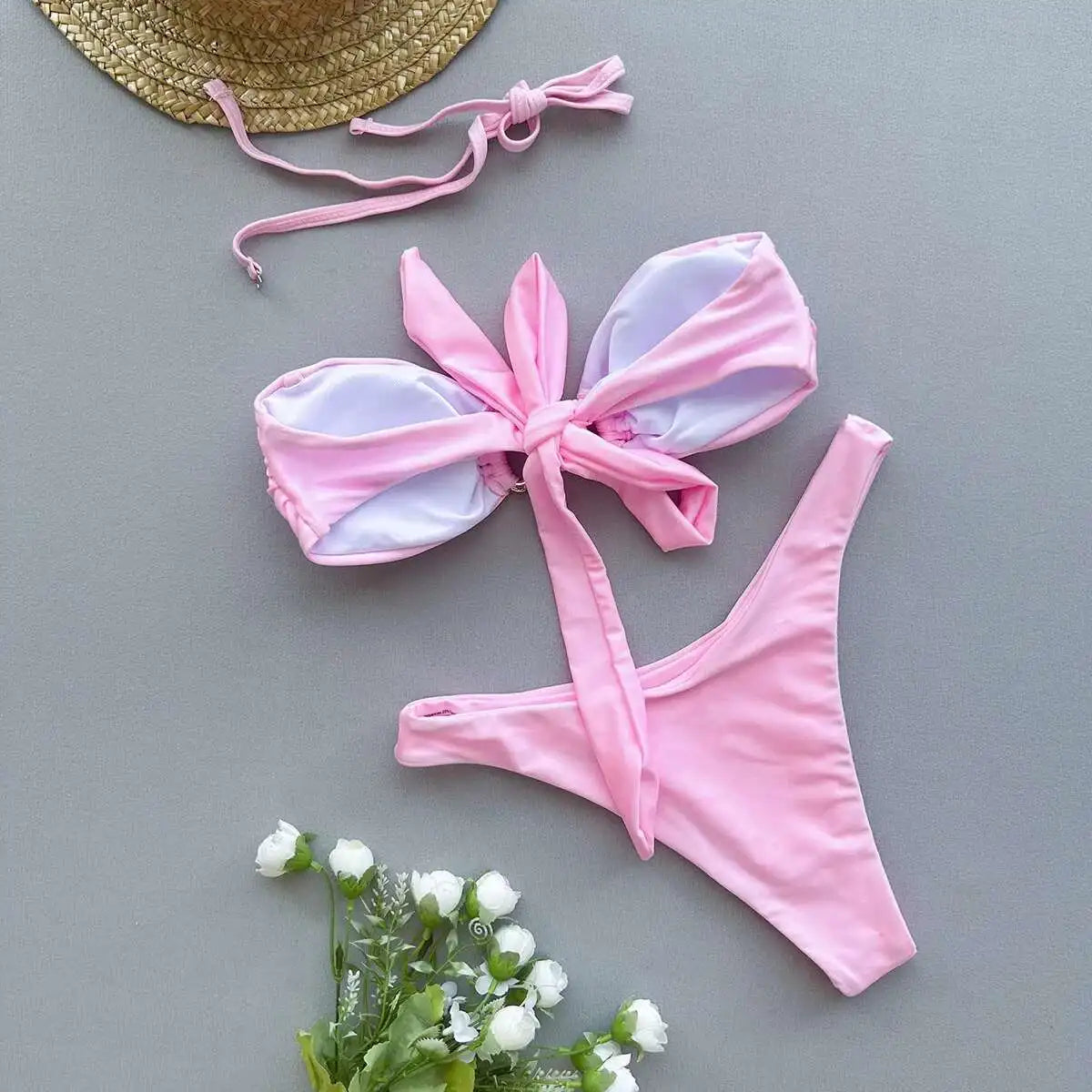 Gestreiftes, sexy Bikini-Set mit Push-up-Effekt – ideal für Strand und Pool