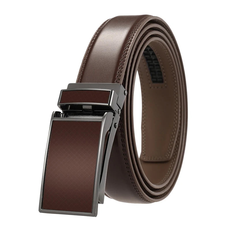 VATLY Ledergürtel Herren 3cm Metall-Automatik-Schnalle Lochlos Mode