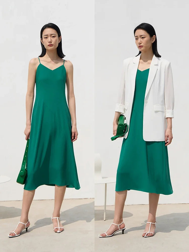 Schlankes Damen Chiffon Kleid Mit Elegantem V Ausschnitt