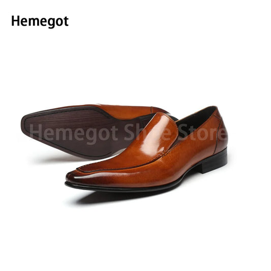 Luxury Handmade Mens Shoes Oxford Leather Shoes Pointed Toe Shoes for Men Business Casual Office Work Shoes Slip On Dress Shoes