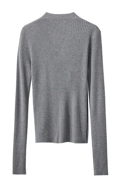 Damen V-Ausschnitt Pullover plissiert Muschelschnalle Wolle Herbst