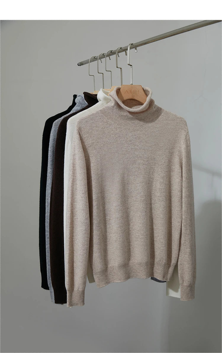 Damen-Rollkragenpullover Wolle-Kaschmir warm elegant Herbst-Winter