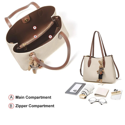 Damen Handtasche aus Split-Leder mit großer Kapazität