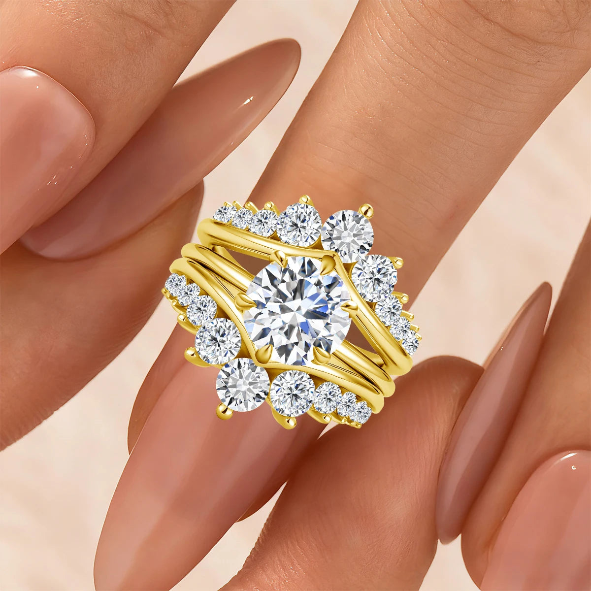Damen-Verlobungsring-Verstärker aus Sterling Silber mit Moissanit Stein für funkelnde Hochzeiten