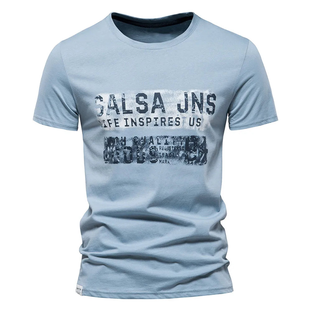 Aio peson 100% Baumwolle T-Shirts für Männer Kurzarm O-Ausschnitt Mode Druck Slim Fit Herren T-Shirts Casual Sommer Herren bekleidung