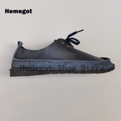 Leichter Herren-Schnürschuh aus dunkelblauem Leder, runde Vorderkappe, blaue Schnürung