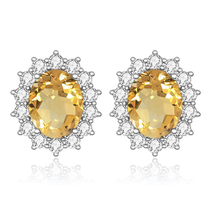 Damen-Ohrstecker Aquamarin Mit Diamanten Aus 925 Sterlingsilber Großes Edelstein-Duo