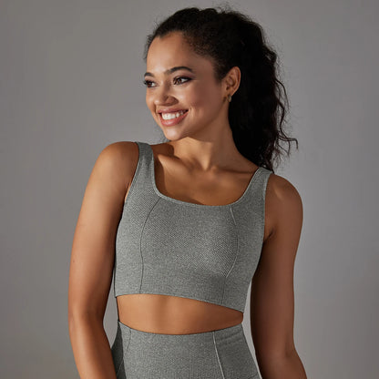Hamidou nahtloser Yoga-BH in Hellgrau, ärmelloses Racerback-Top