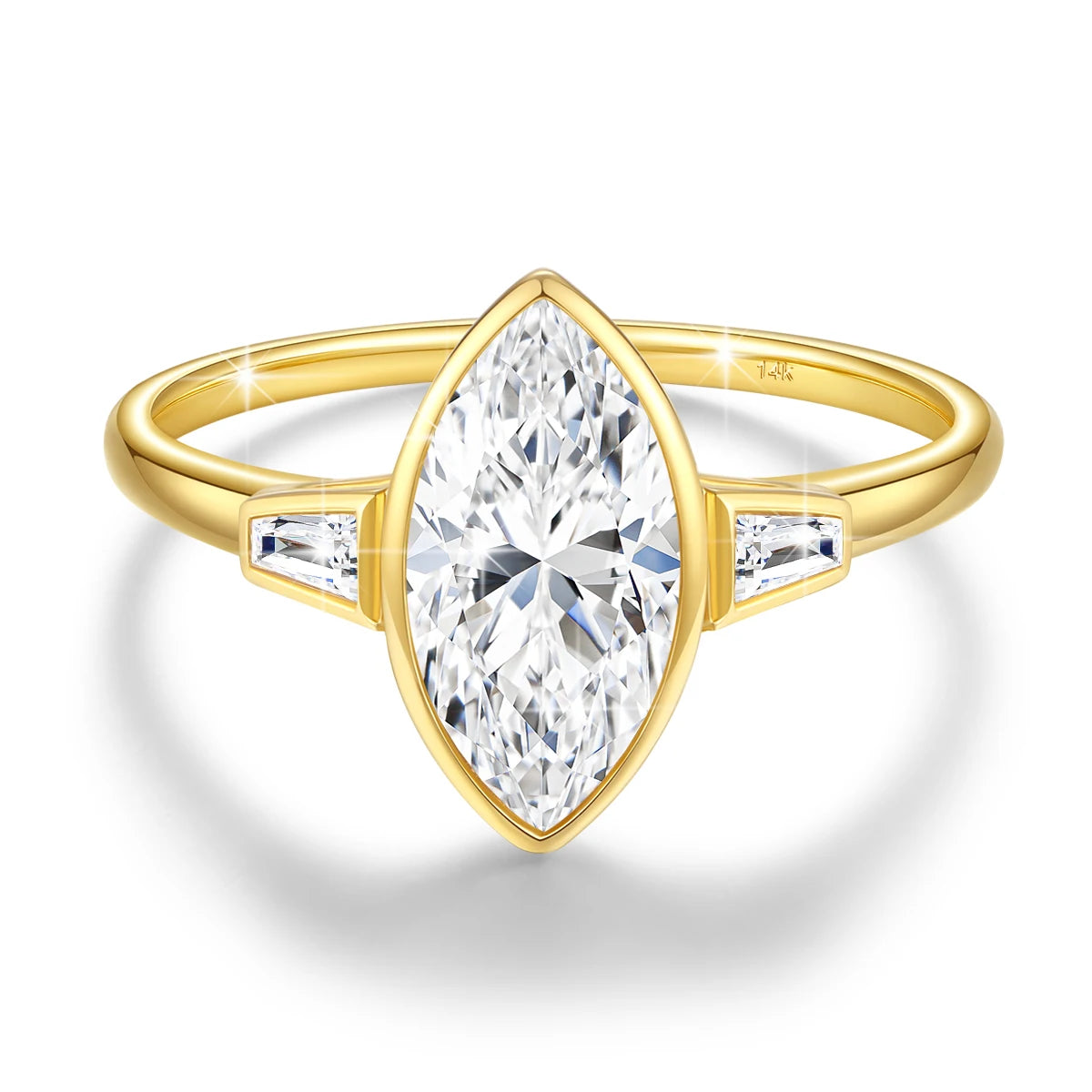 Damen-Verlobungsring Aus 14 Karat Gold Mit Marquise Moissanit Stein, 2 Karat Zertifikat