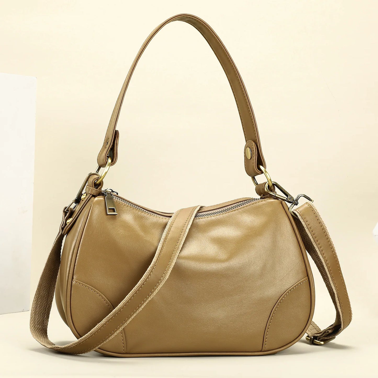 Damen-Schultertasche aus echtem Leder mit großem Fassungsvermögen und viel Stauraum