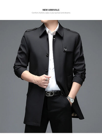Langer Trenchcoat für Herren – Leichtmantel für Frühling & Herbst