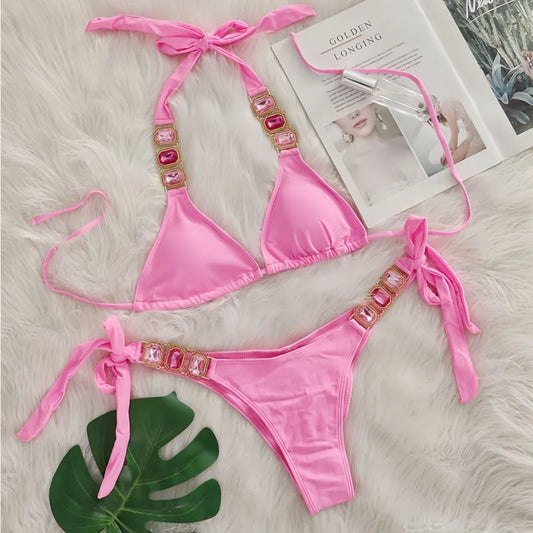 Brauner Push-Up-Bikini im brasilianischen Stil für Damen – ideal für Strand und Pool