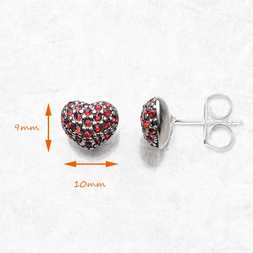 Damen-Ohrstecker rosa Herz glamourös aus Sterlingsilber