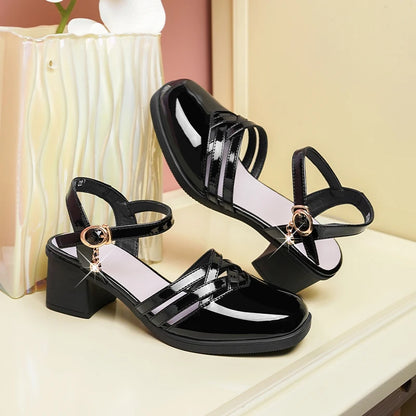 AIYUQI Gladiator-Sandalen, Sommer 2022, neue Damen-Sandalen aus echtem Leder, geschlossene Zehen, große modische Sandalen für Damen