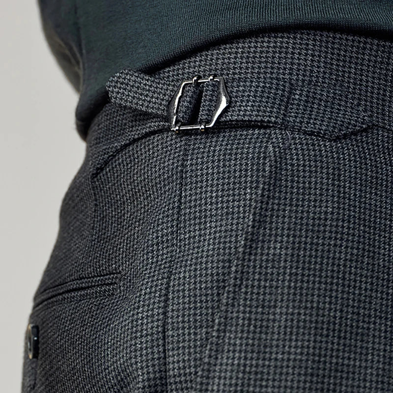 50 % Wolle Herrenanzüge Hosen klein grau kariert Korea Casual Style Frühling Hochzeit Bräutigam tragen Mode Gentleman täglich Luxus Hosen