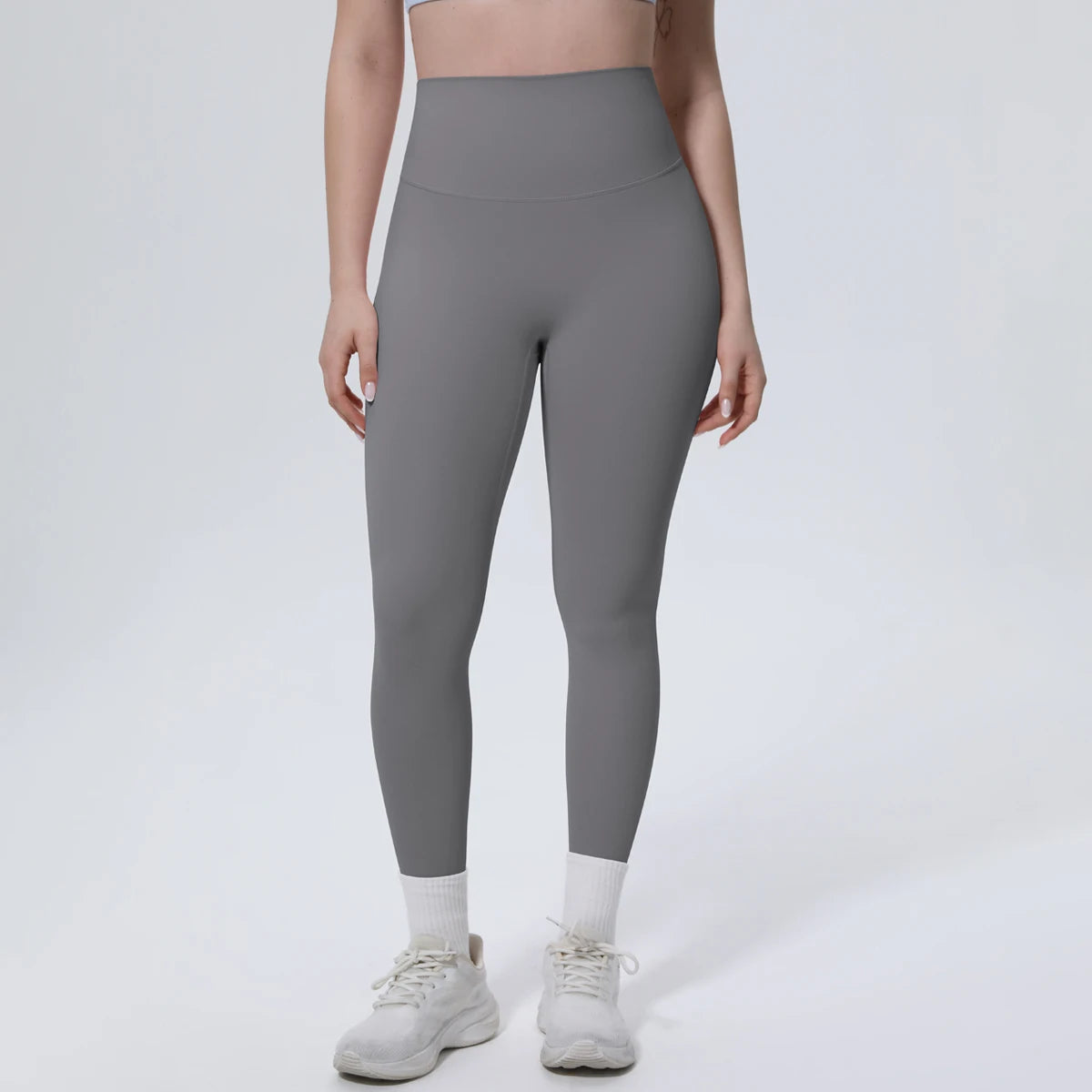 Hamidou Yoga-Leggings mit hohem Bund und Peach-Po-Effekt, mittelgrau