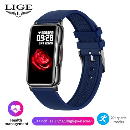 LIGE Mann Frauen 1,47 "Full Touch Screen BT Anruf Smart Uhr Musik Fitness Sport Armband Schlaf Monitor Mann Smartwatch männer 2025
