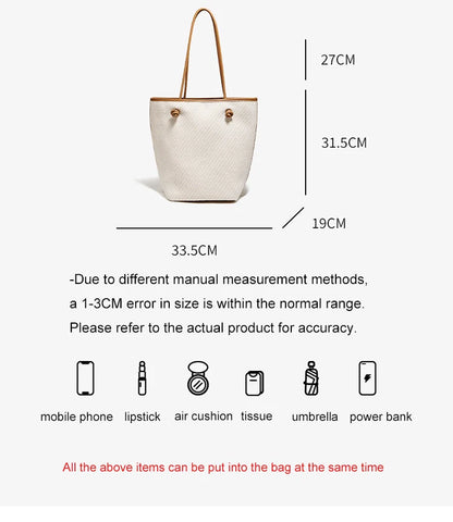Damen Schultertasche aus Stoff im Bucket-Stil Casual Große Tasche