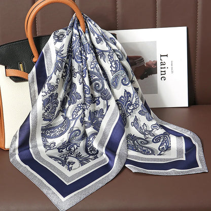 Damen Seidenschal Haarband Frühling Blumen Bandana Halstuch Kopfband elegant B