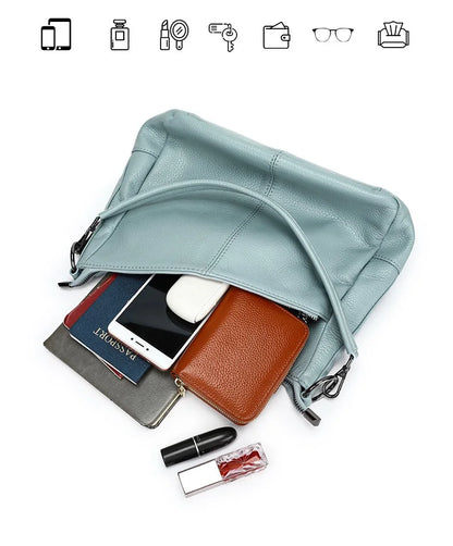 Damen-Schultertasche aus Leder schwarz großzügige Kapazität mit Reißverschluss Innenfach Alltagsbegleiter