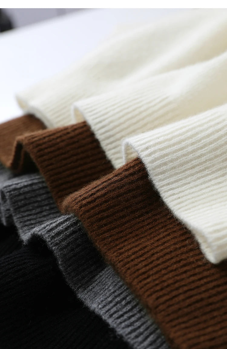 Damen-Halbrollkragen-Pullover 100 % Wolle warm vielseitig Winter