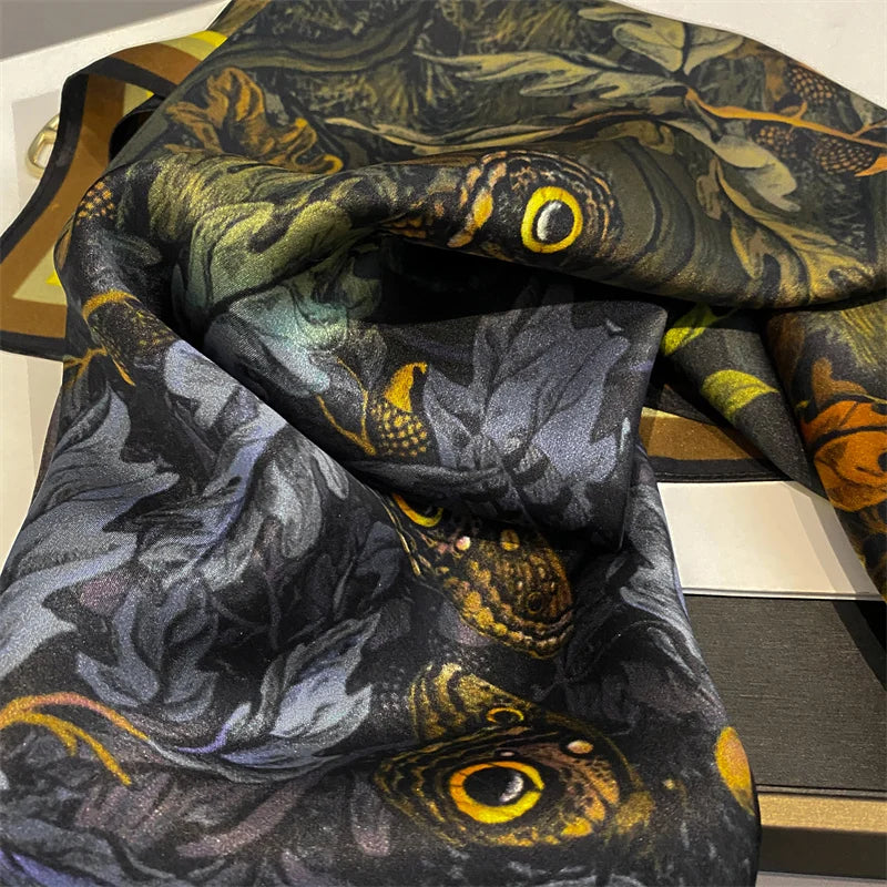 Damen Seidenschal Blumenprint quadratisch Halstuch Hijab Bandana Frühling B
