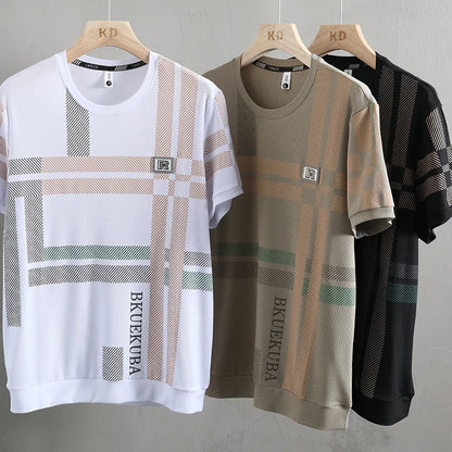 Herren T-Shirt aus Seide mit kurzen Ärmeln für lässige Sommermode