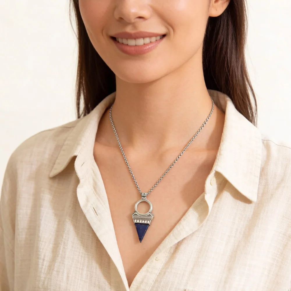 Damen-Charm-Anhänger Lucky Dreieck blau mystisch aus Sterlingsilber